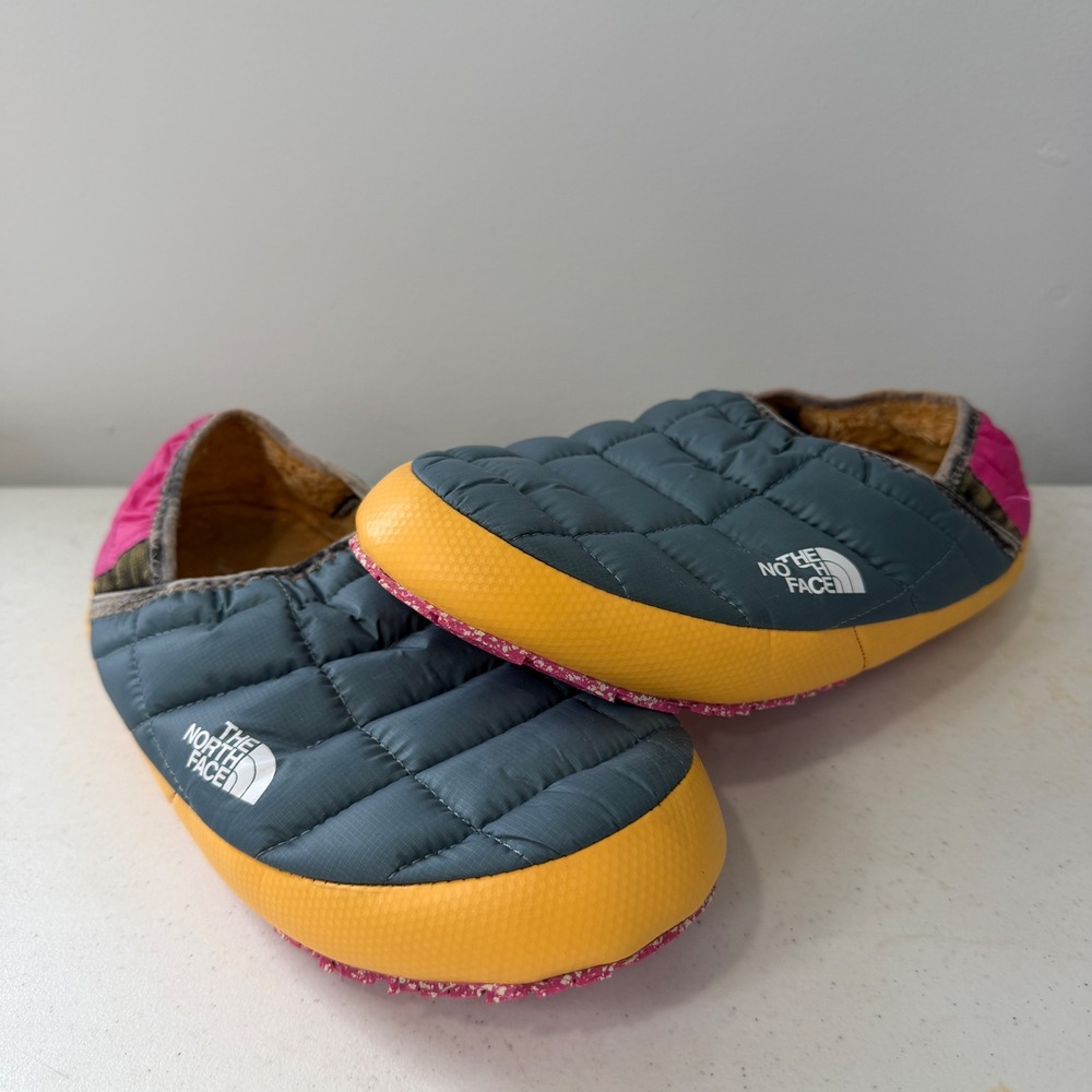 The North Face Thermoball Traction Mule V Blue Yellow Pink Slippers
